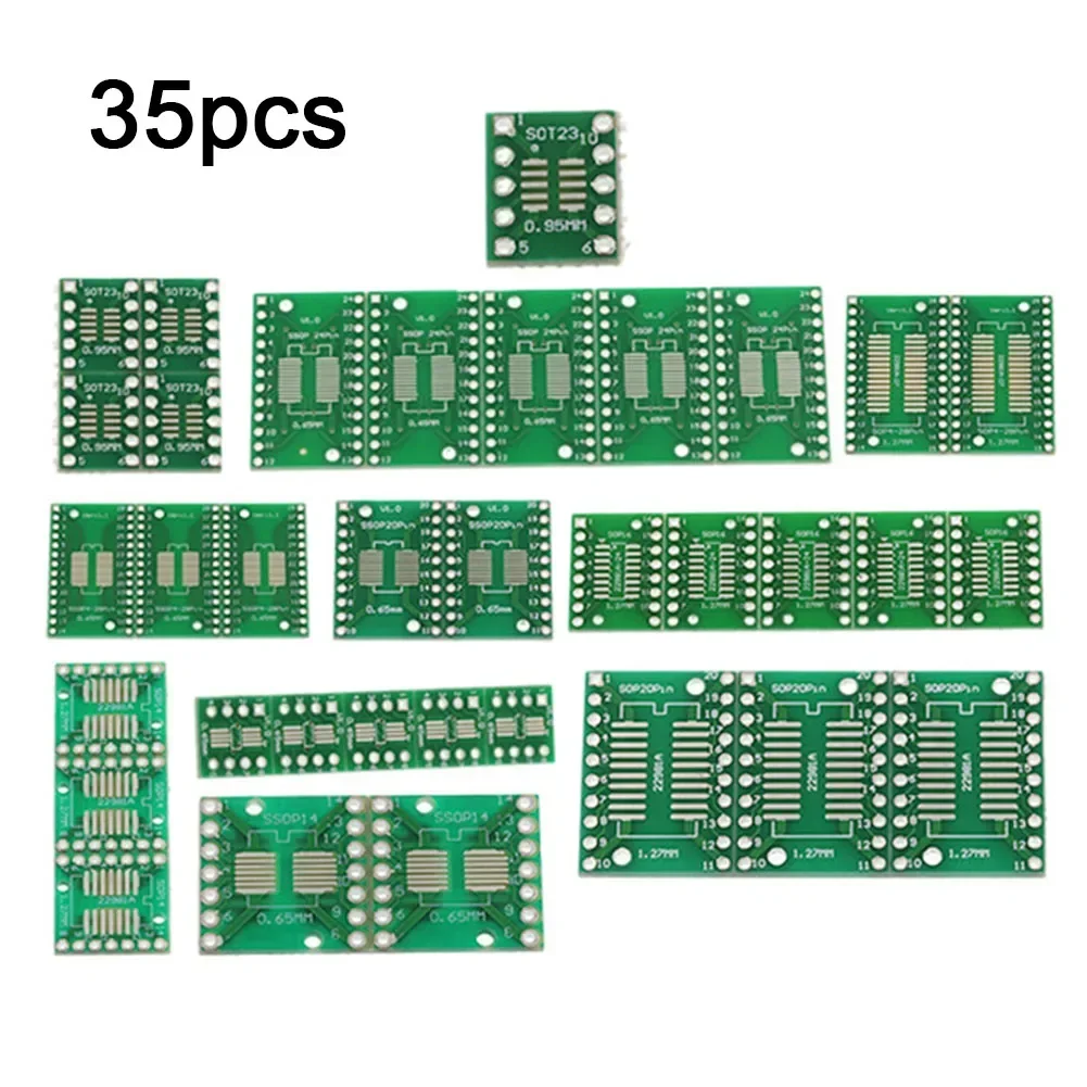 35PCS PCB Conversion Board SOP8-SOP28 To DIP/To DIP IC Adapter Socket PCB Conversion Board 5V 12*12mm Electrical Equipment