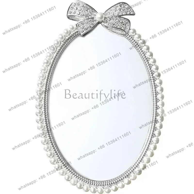 

European Pearl Makeup Mirror Desktop Dormitory Student Desk Korean Countertop Bedroom Makeup Mirror