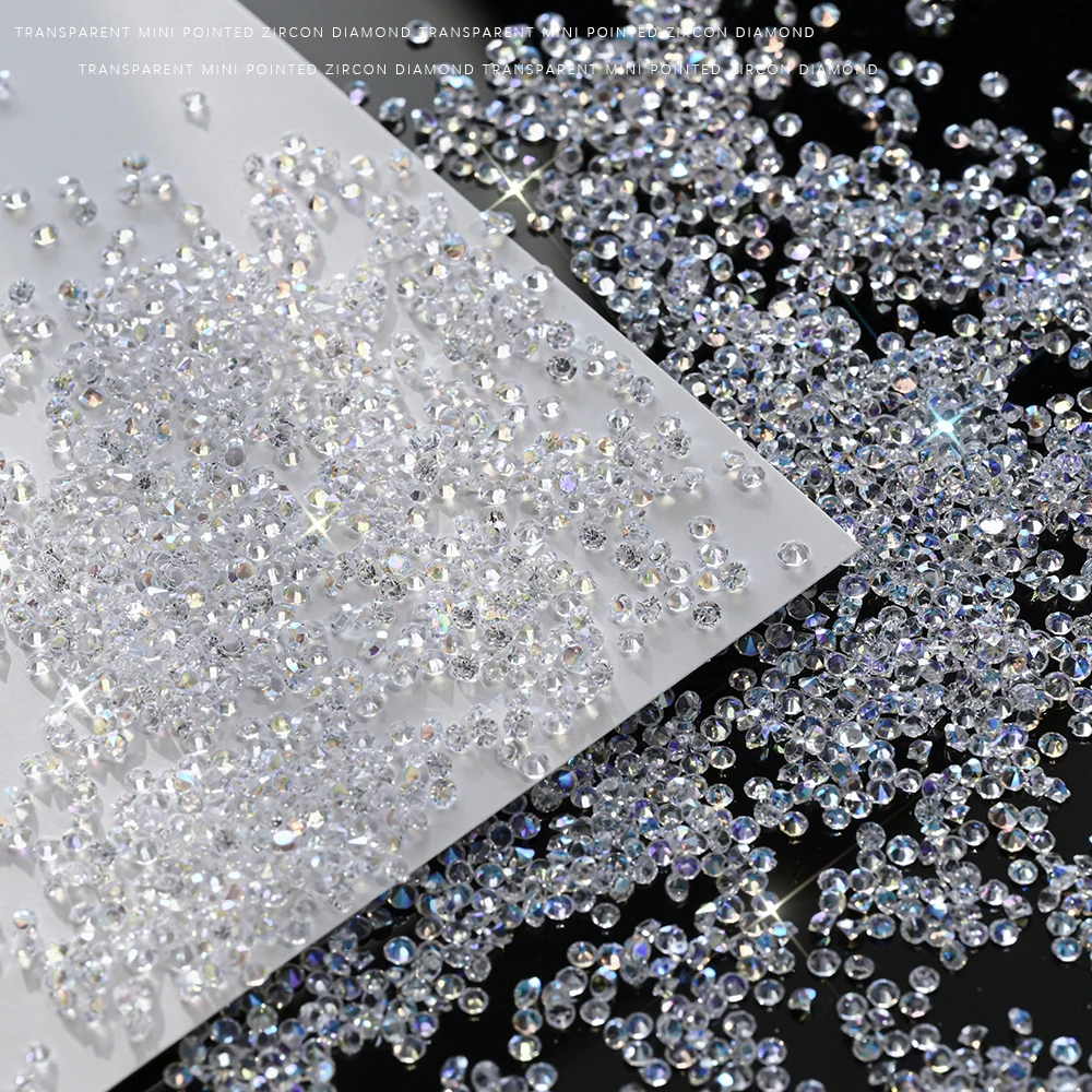 1 Zak 1,2 mm AB Clear Ultra Tiny Gems Nail Art Stone Micro Sparkly Steentjes voor Nail Art Beauty Mini Iriserende Faux Make-up DIY