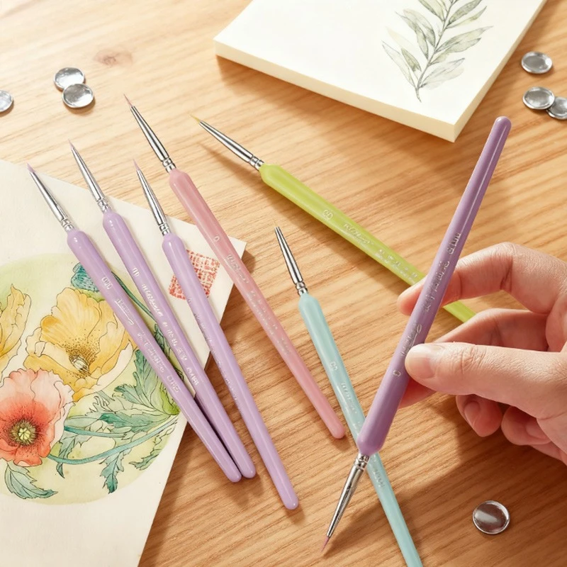 3pcs Nylon Hook Line Paint Brushes Not Easy To Split Good Water Absorbent  Watercolor Gouache Oil Painting Stroke Hook
