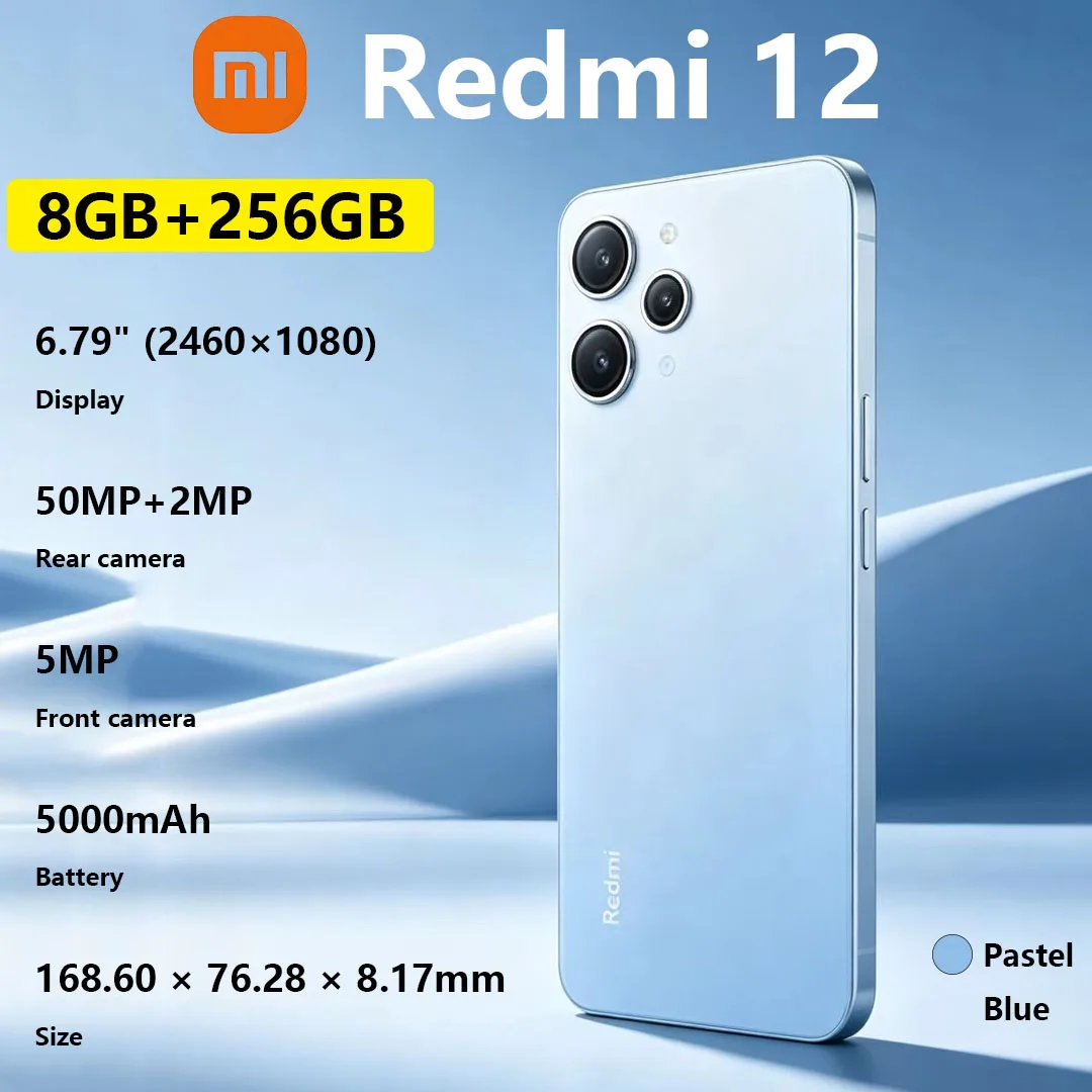 

Xiaomi Redmi 12 Mobile Phone 50MP Main Camera, 5000mAh Battery Long-lasting Battery, 6.79-inch Display, Dual-SIM Smartphone