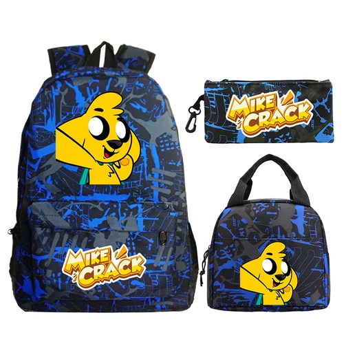 Imagen 2 del producto 3 unids/set de mochila Mikecrack de dibujos animados, mochila escolar de Anime Compadretes para niños y niñas, mochila escolar con cremallera, bolsa de almuerzo, estuche para lápices