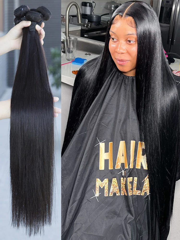 10A Straight Bundles Human Hair (22 24 26 28 Inches, Straight 2/3/4 Bundles) 100% Unprocessed Brazilian