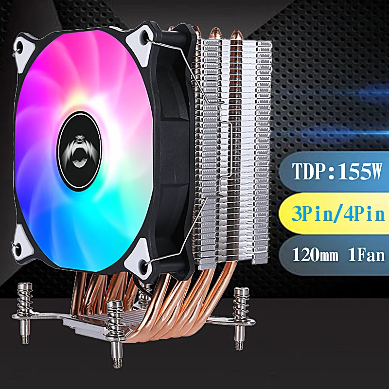 QIUzAim 120mm Efficient 6 Heat Pipe CPU Cooling Fan PC Rapid Cooler Air-cooled Installing LGA2011 x79 x99 2066 E5 E3 2099 x299