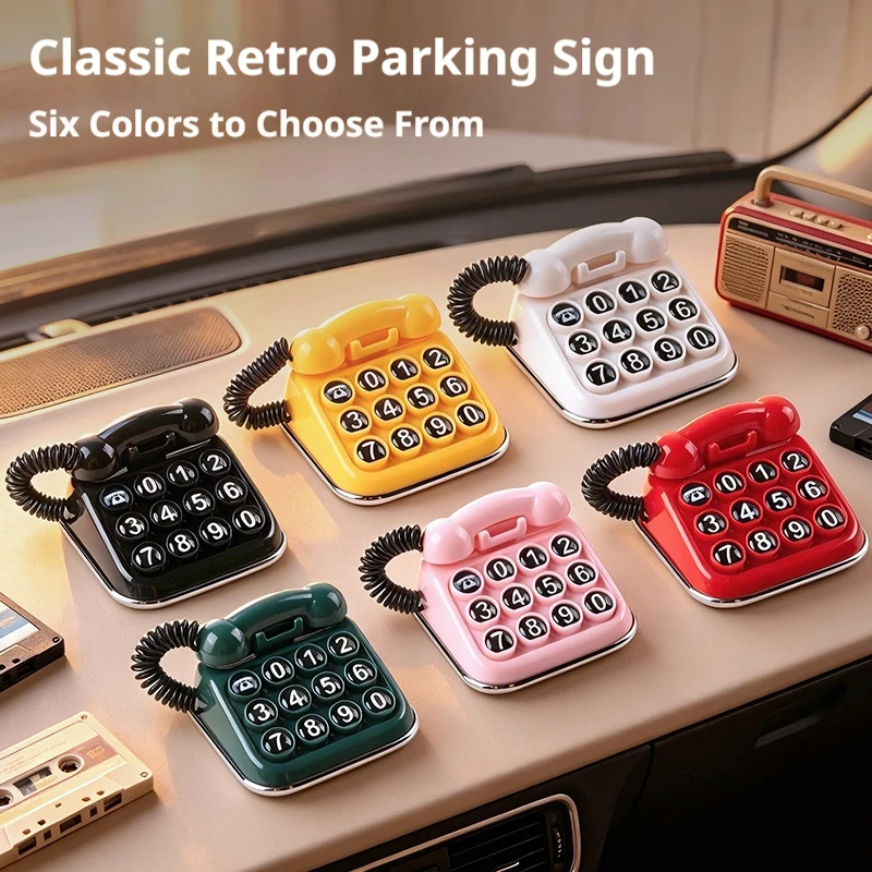 BLALION Retro Telephone Shape Car Temporary Parking Number Plate Vintage Car Dashboard Ornament Park Stop Sign for Car Accessory - view 4