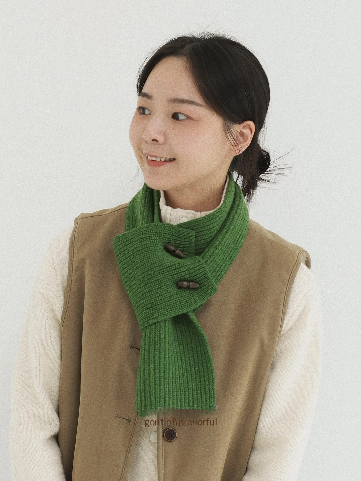 warm-woolen-scarf-for-women-cross-design-button-detail-pure-color-artistic-vintage-ne-protection-small-size-winter-accory