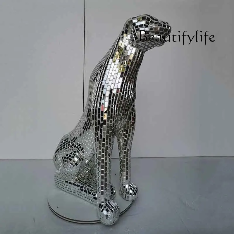Animal Leopard Sculpture Ornament,Glittered Cheetah Statue,Luxury Crafts,Resin Artwork Decoration,Nordic Room Decor,Customized