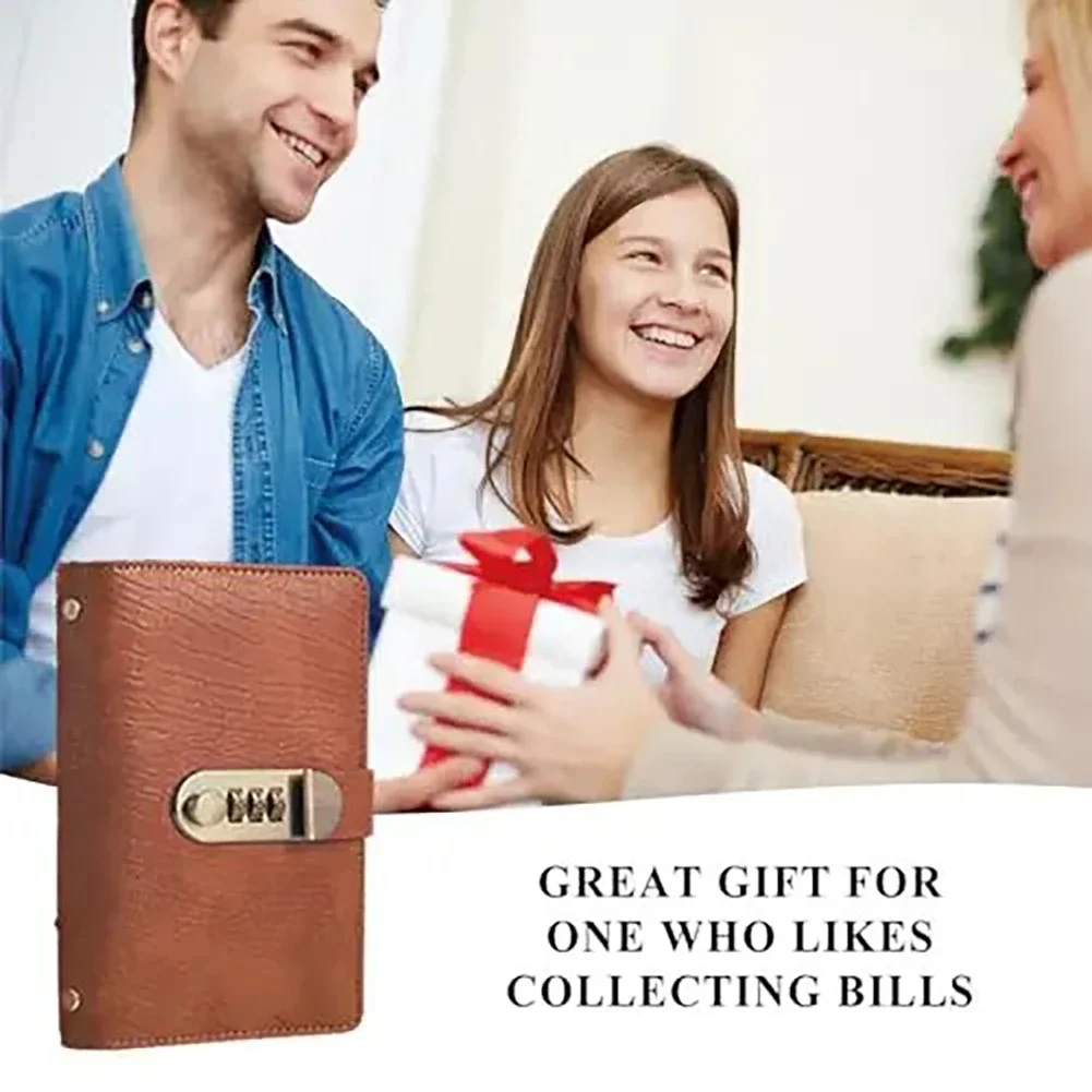 100 Envelope Challenge Binder PU Leather Waterproof Reusable Budget Saving Book With Password Lock Banknote Colletion Booklet