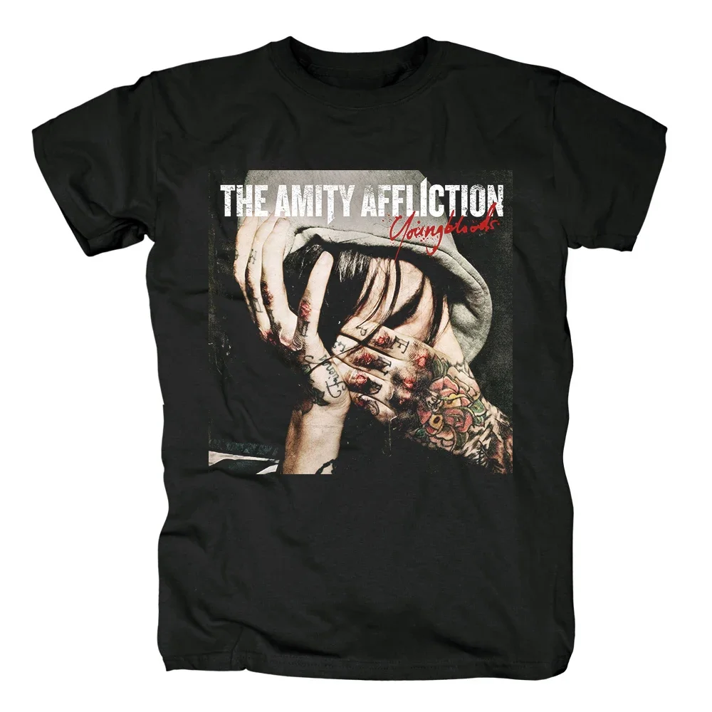 Harajuku Fashion The Amity AfflictionS Band Tour Poster T Shirt Mens Short Sleeve Cotton T-Shirts Summer Streetwear Tee Tops