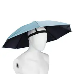 Outdoor Portable Umbrella Hat Sunscreen Waterproof Fishing Umbrella Universal Headwear Hats Sun Camping Beach Foldable Hats U6O1