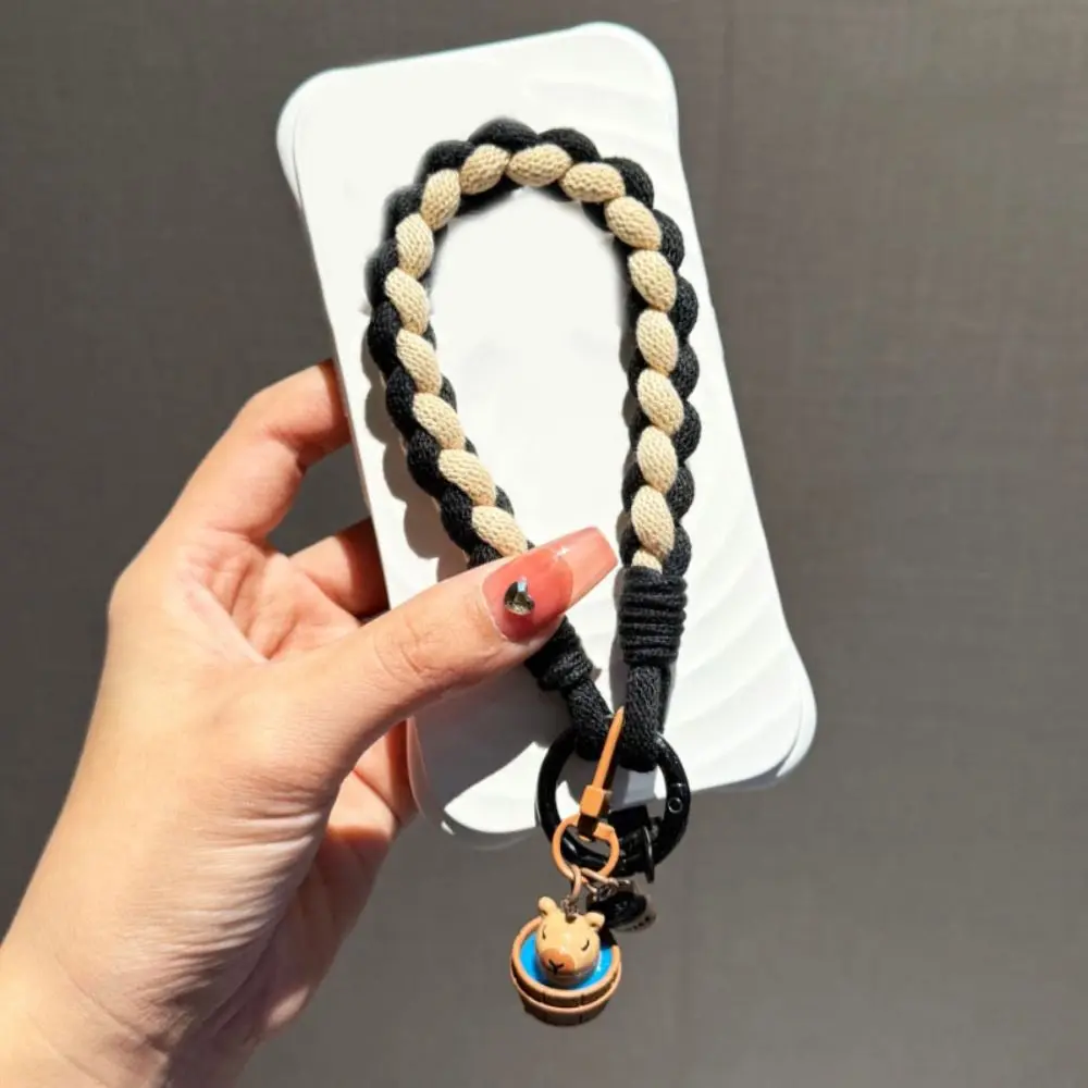 

Съемный кулон для телефона с капибарой, анти-потерянный ремешок для телефона, брелок с капибарой, плетенная веревка, короткий брелок с капибарой, подвесные украшения