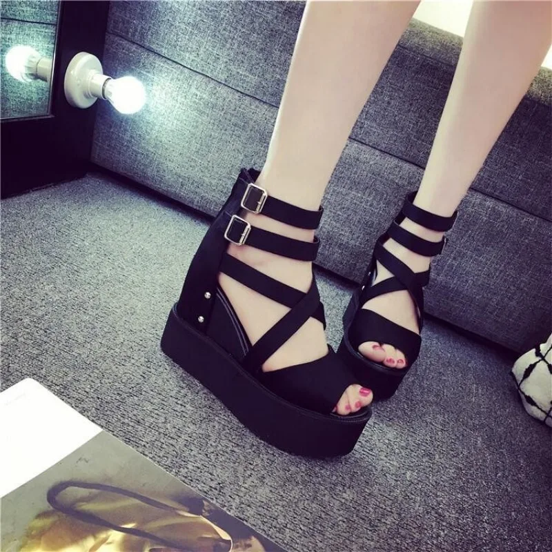 2024 Summer Leisure Women\'s Wedges sandals Woman Roman shoes Platform Shoelaces High Heels Female Casual Shoes Large size 42