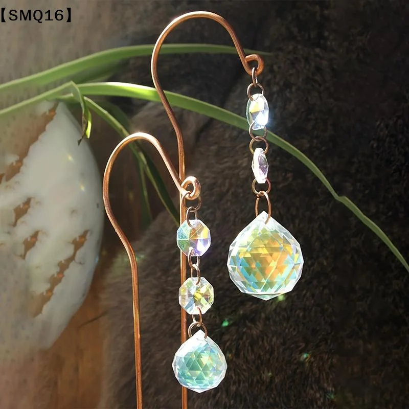 1Pcs Garden Lawn Decoration Sun Catcher Crystal Ball Flower POTS Pile Plant Stumps Potted Plants Indoor Outdoor Hanging 【SMQ】