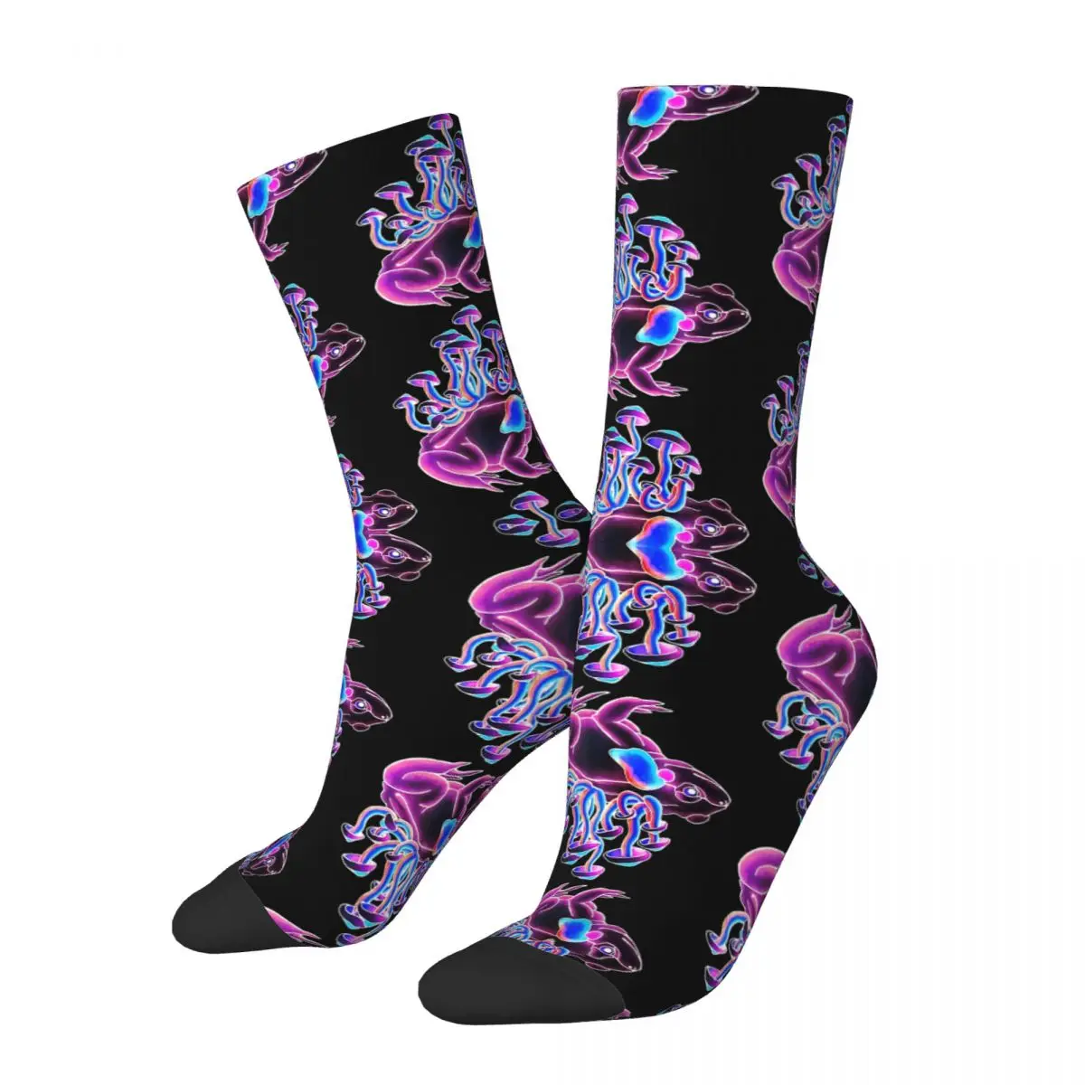 Neon Psychedelic Mushroom Toad Frog Animal Socks Male Mens Women Autumn Stockings Hip Hop