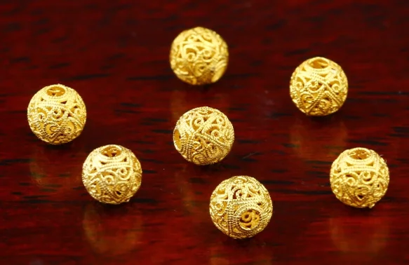 

100% real gold jewelry 18k carat gold beads 4mm diy bracelet loose beads jewelry accessories