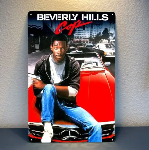Letrero metálico con diseño de la película Beverly Hills Cop, placa de aluminio de 20x30 cm