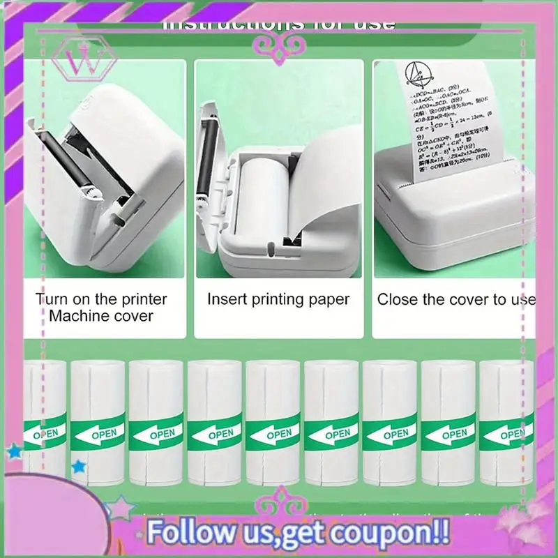 Etichette autoadesive in carta adesiva per mini stampante termica da 20 pezzi in bianco e nero per tutte le stampanti fino a 57X30 mm