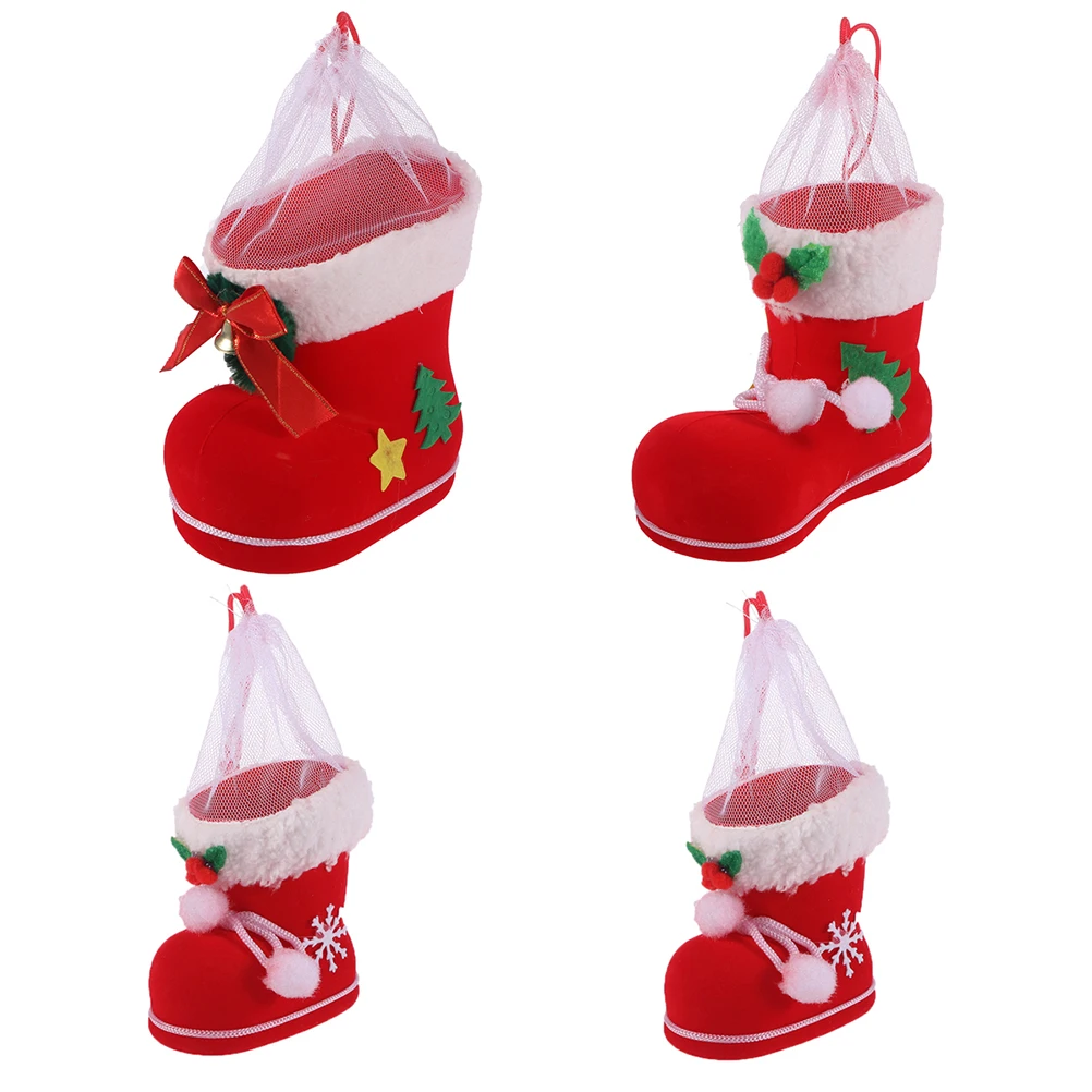 

4 Pcs Candy Gift Boots Christmas Hanging Goodie Bag Pouch Storage Decorative Pendent