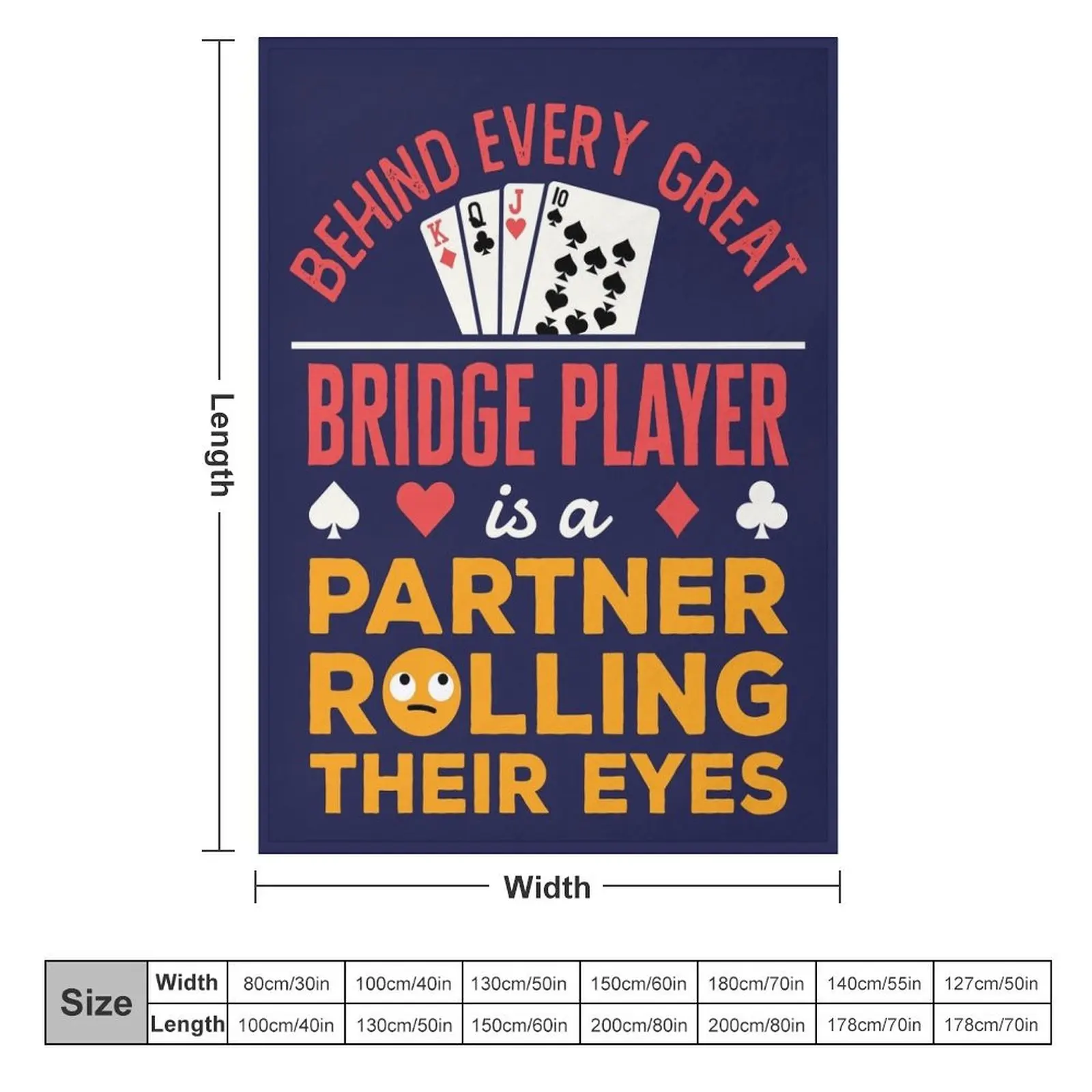 Behind Every Great Bridge Player Is a Partner Rolling Their Eyes Throw Blanket Moving Nap Bed wednesday Blankets