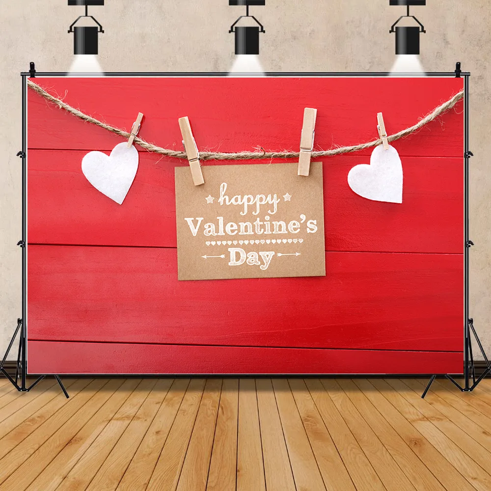 

SHENGYONGBAO Art Fabric Photography Backdrops Props Happy Valentine's Day Flower Wood Planks Photo Studio Background QR-01