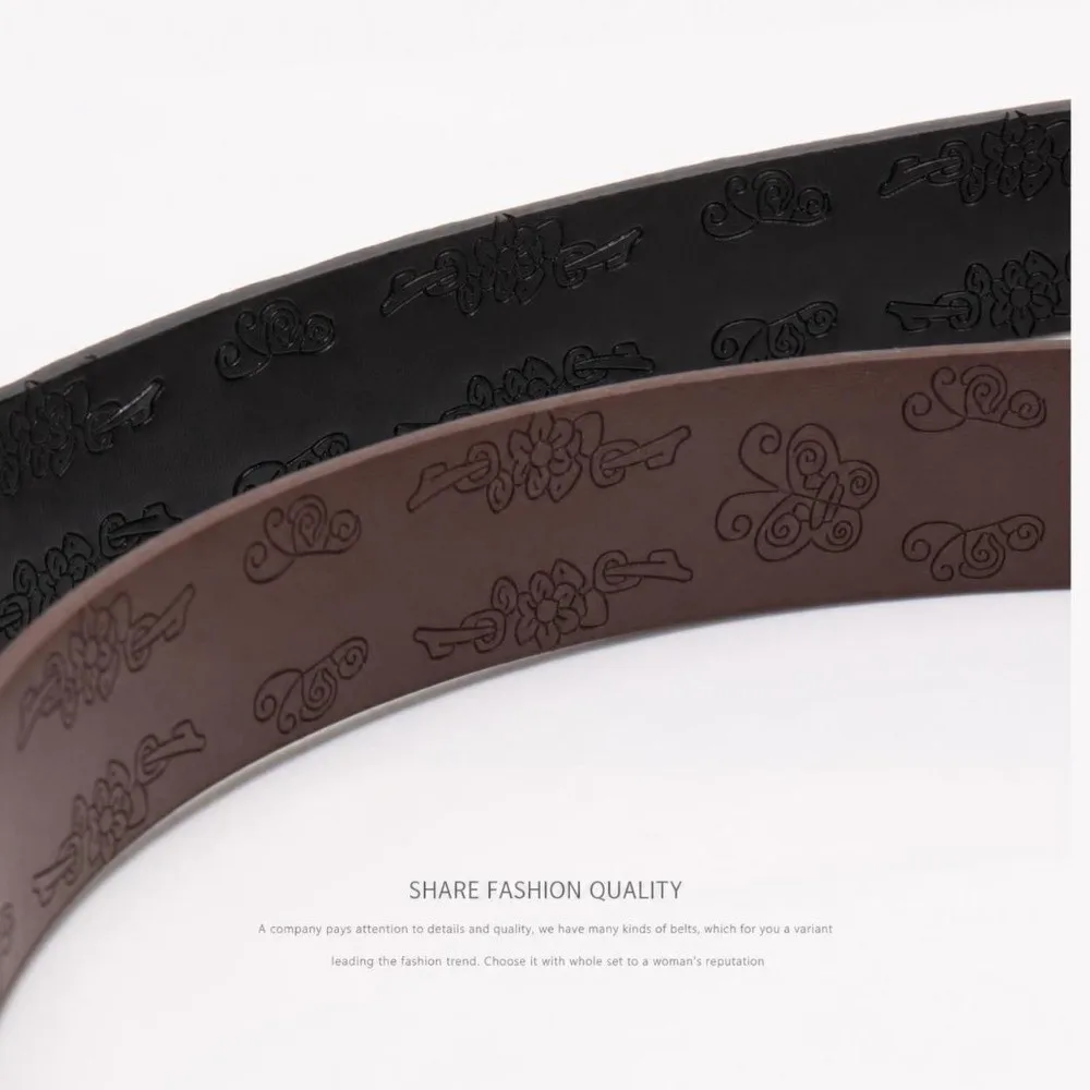 Alloy Pin Buckle Embossed PU Leather Belt Adjustable Faux Leather Decorative Waist Strap Unisex Design Antique Metal Buckle