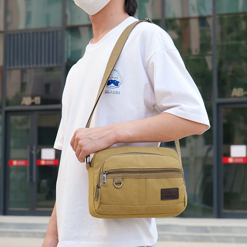 

Men's Crossbody Bag Multi-layer Wear-resistant Canvas Casual Men's Bag Large-capacity Shoulder Bag