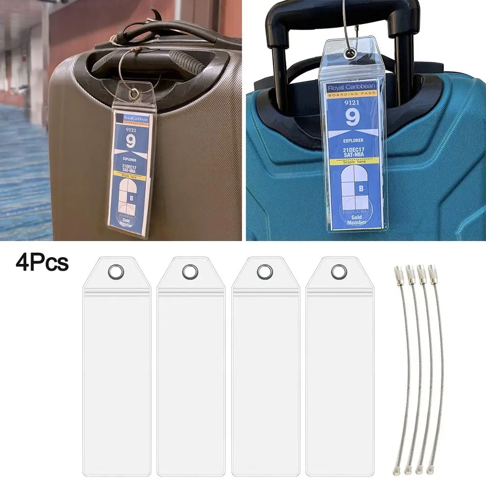 Name ID Card Reusable Suitcase Baggage Travel Luggage Tags Cruise Luggage Suitcase Tag Label Holder Labels with Steel Loops