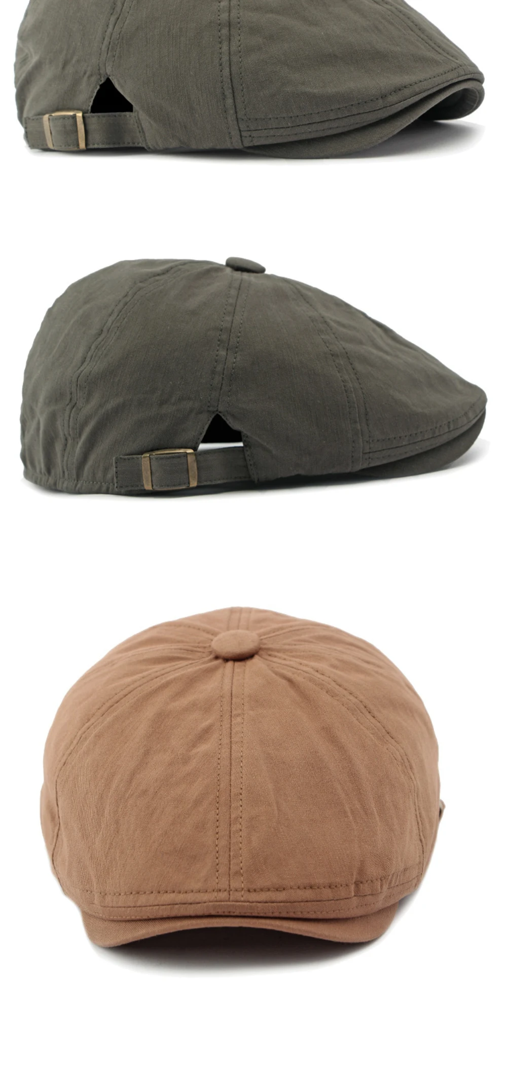 HT4384 Baskenmützen für Herren und Damen, Retro-Künstlermütze, Verstellbare Einfarbige Ivy-Flat-Oktagonale Kappe, Baumwoll-Baskenmützen für Männer und Frauen – Detail 6