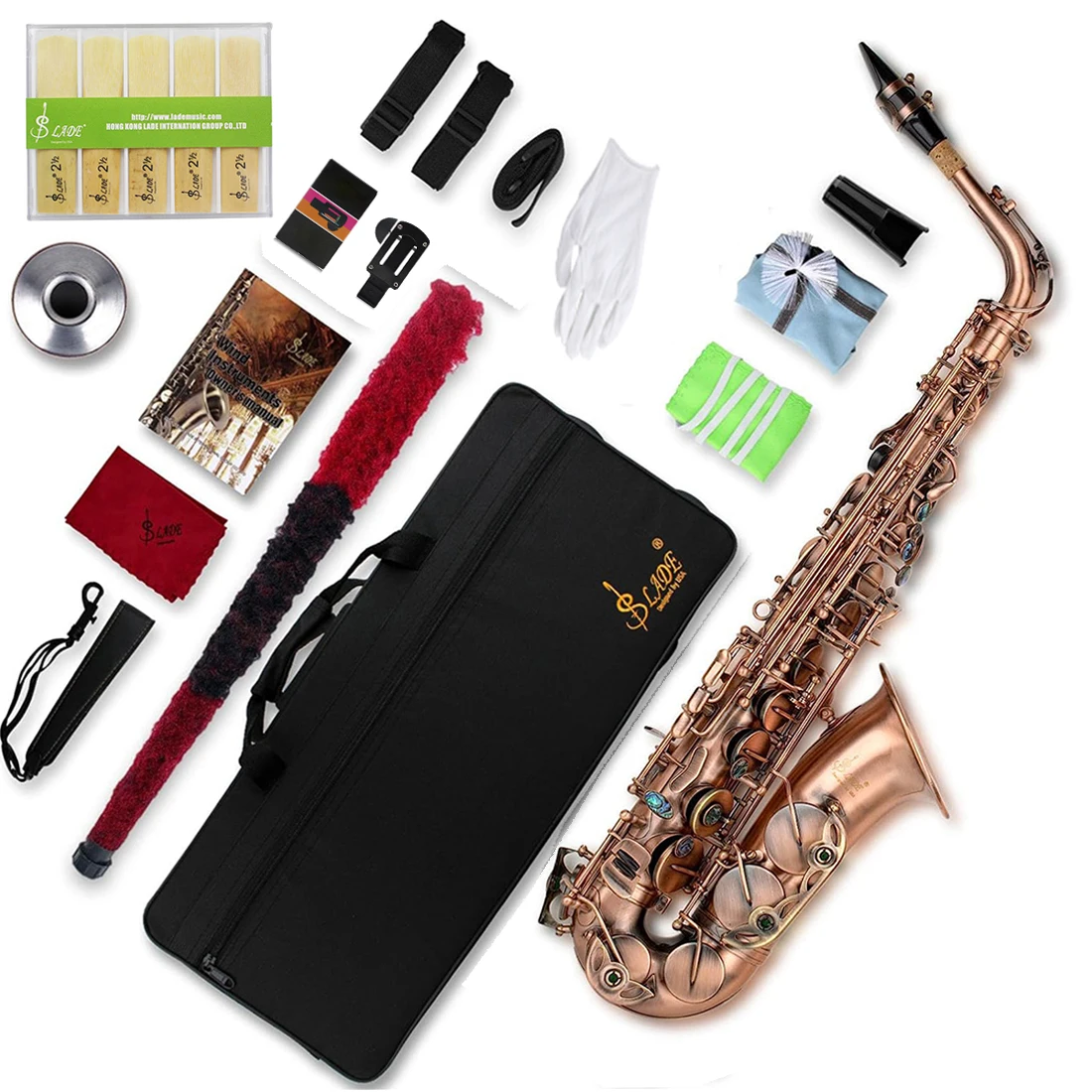 

SLADE Alto Saxophone Eb Professiona Phosphorus Blue Red Copper Woodwind Instrument Sax with Case Other Aeccessaries