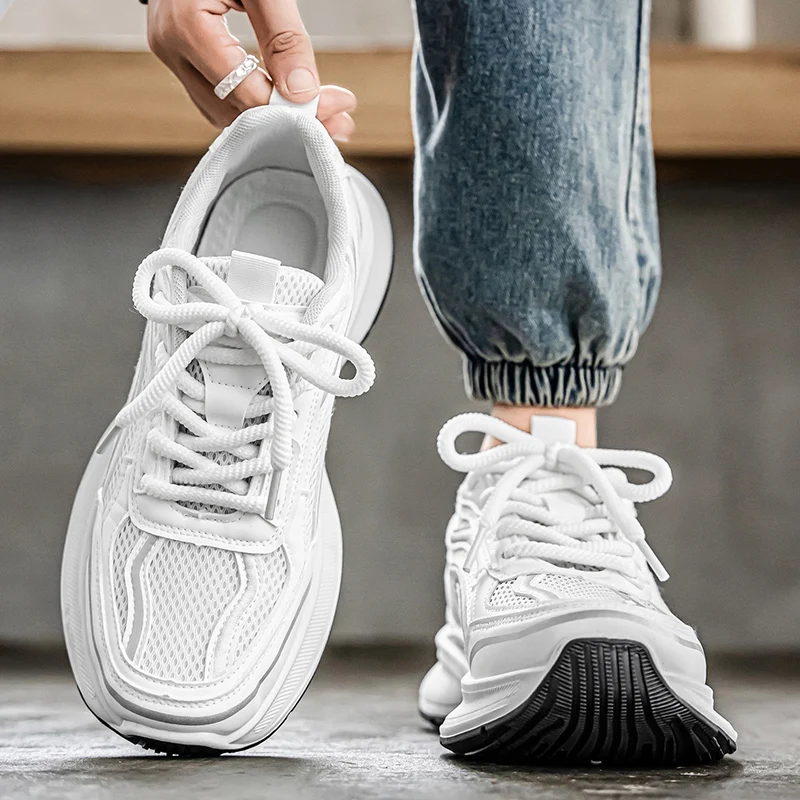 Diseño de bloque Simple para hombre, cómodo, transpirable, informal, deportivo, zapato para papá, suela de goma, plantilla EVA, novedad de verano, zapatos para correr Retro