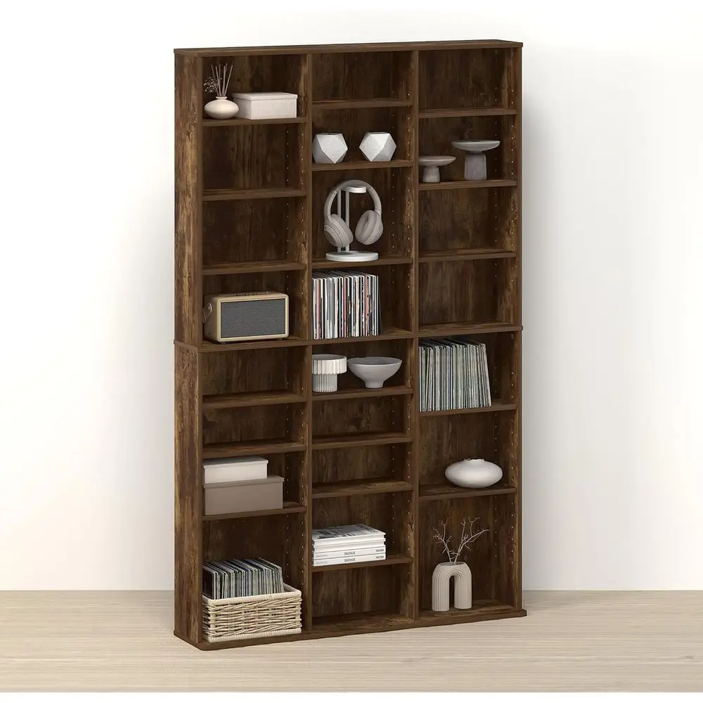Toki 24-Shel DVD Storage Tower, Adjustable CD Rack & Media Shel Organizer, Slim Media Storage Cabinet or Living Room, Bedroom, o