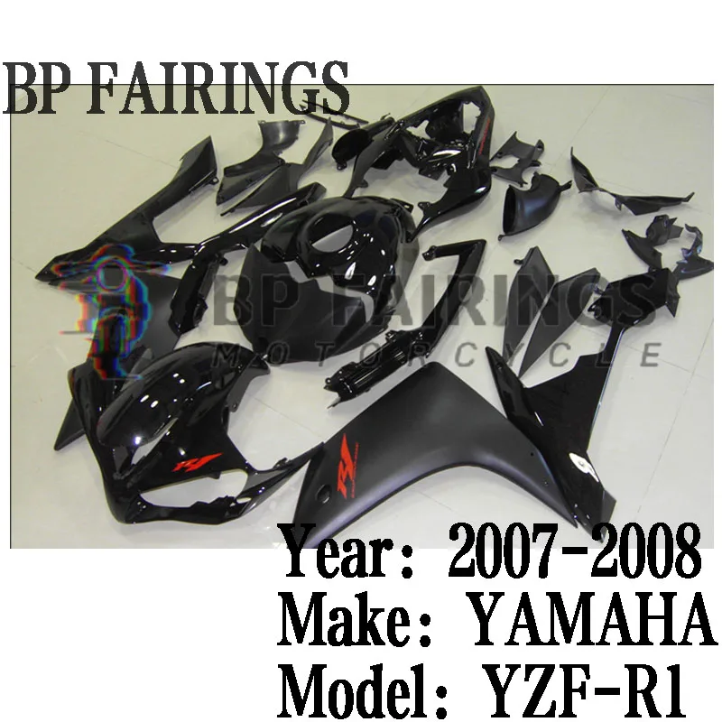 

Комплект обтекателей для YAMAHA R1 2007 2008 комплект обтекателей для кузова литья под давлением Комплект черных обтекателей YZF R1 07 08