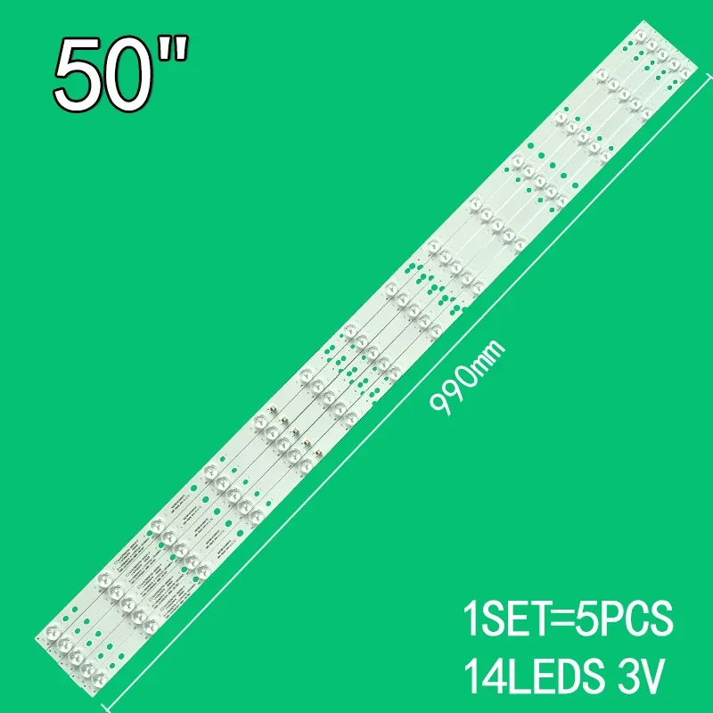 5PCS 14LEDs 3V 990mm For 50" TV SJ.HZ.D5000702-2835AS-F 50D3B14CX99018