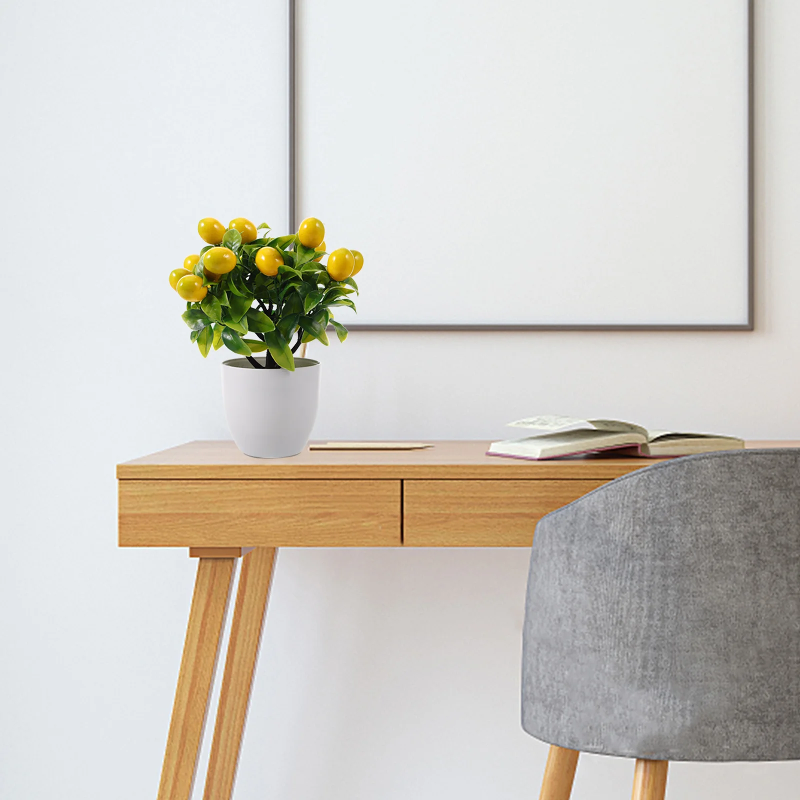 

Artificial Lemon Tree Bonsai Realistic Fake Potted Plant For Home Office Desk Decor Simulated Household Faux Plants Indoor