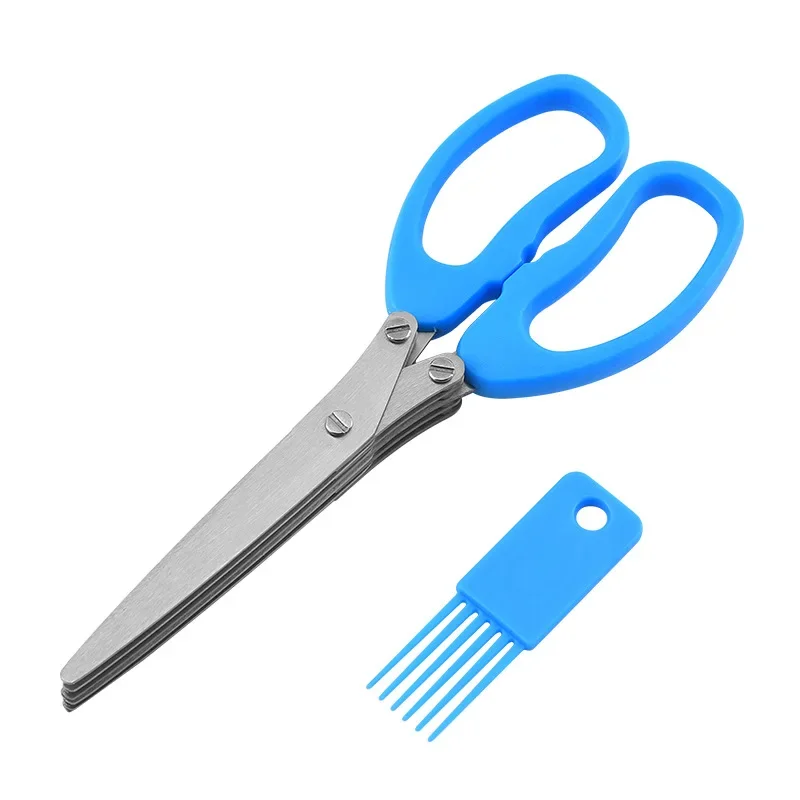 3 / 5 Layer Multi-functional Vegetable Salad Chopping Stainless Steel Scallion Scissors Kitchen Cutter Shears Accessories