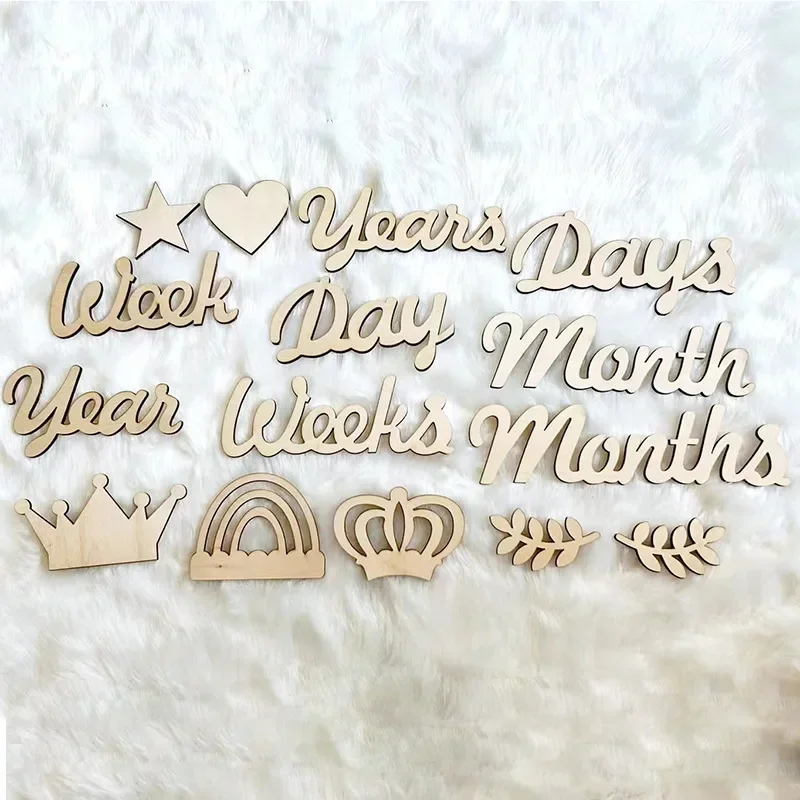 Baby Birthday Month Digital Wood Diy Baby Full Moon Scene Layout Hundred Days Photo Props Wood Chips Numeral Letter Decoration