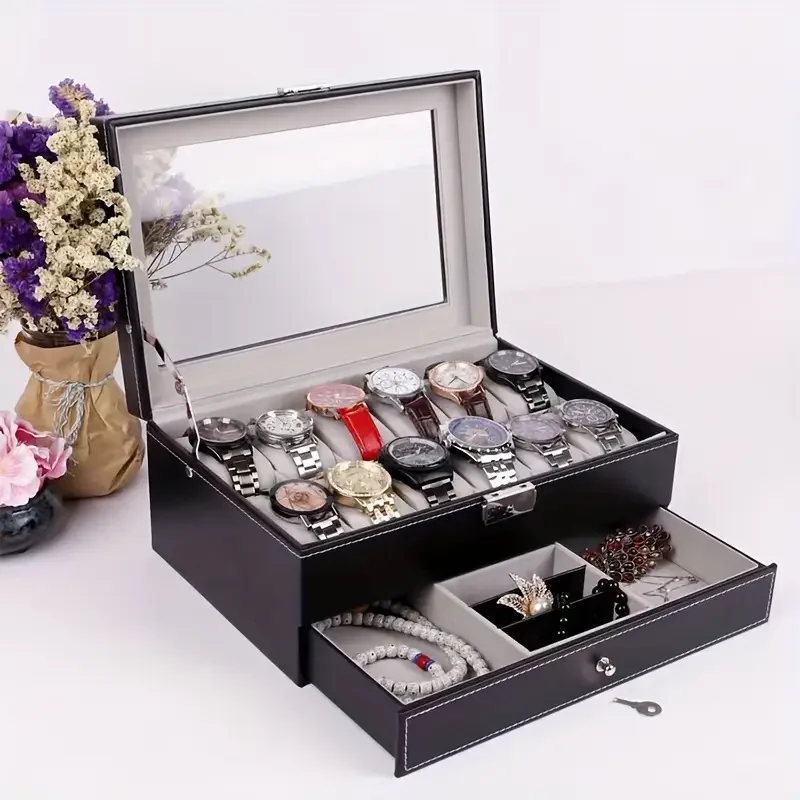 Watch Jewelry Box Organizer PU Leather Storage Box for Ring Earrings Bracelet Watch Jewery Case Casket Gift