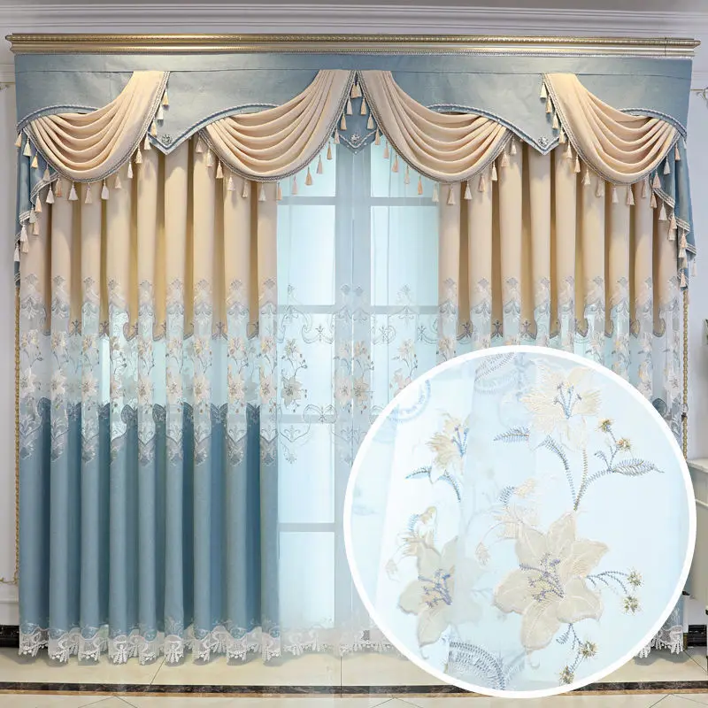 Thickened Chenille Embroidery Curtains for Living Dining Room Bedroom Balcony Floor To Ceiling Floating Window Shading