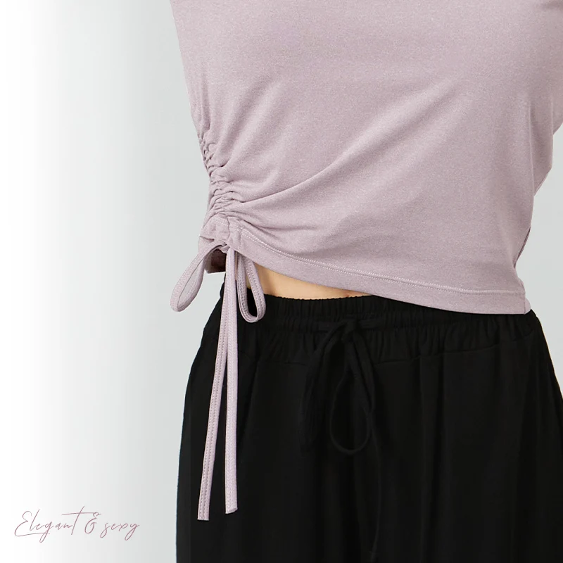 T-shirt d'entraînement de danse de ballet pour femmes et grandes filles, chemises à manches courtes, vêtements de yoga pour adultes, proximité latérale, Wstring