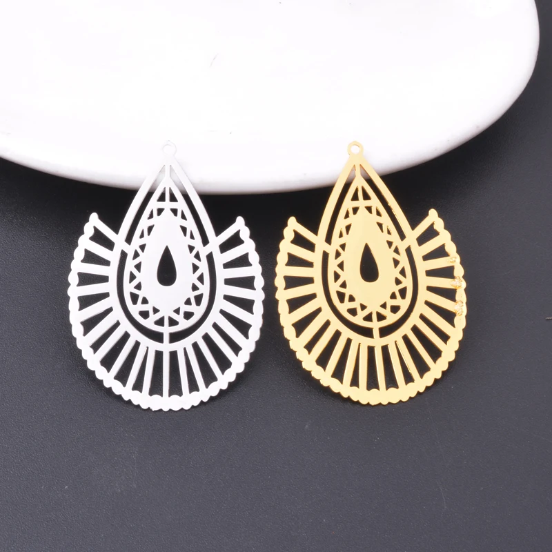 6pcs Gold Color Fan Shape Charms Brass Pendant Jewelry DIY Handmade