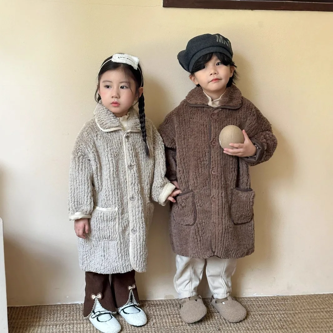 2024 Winter Children's Imitation Rabbit Fur and Fur Integrated Warm Coat