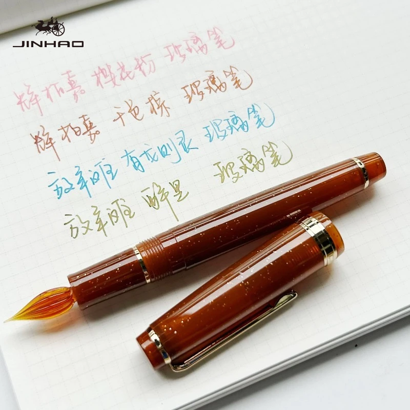 

Перьевая ручка JINHAO 82 из стекла ручной работы с тонким пером для плавного письма, для каллиграфии, офиса, школы, художественных принадлежностей, канцелярских товаров