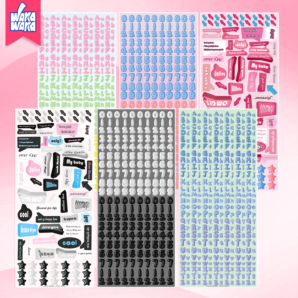 WAKAWAKA Scrapbooking Materials Sticker Set Jelly Text Card Sticker Deco Journal Planner Decal Sticker For Arts Diy Crafts Album