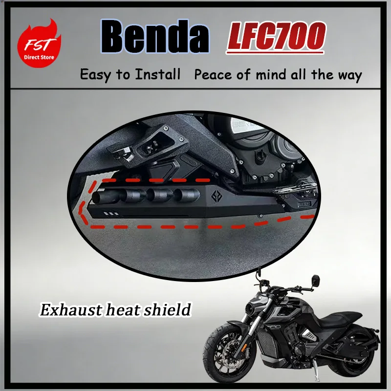 For Deluxe Blacked-Out Exhaust Shield Protector Anti-Burn Design Lightweight Alloy Benda LFC700 BD700-2 Motorcycle Accessories