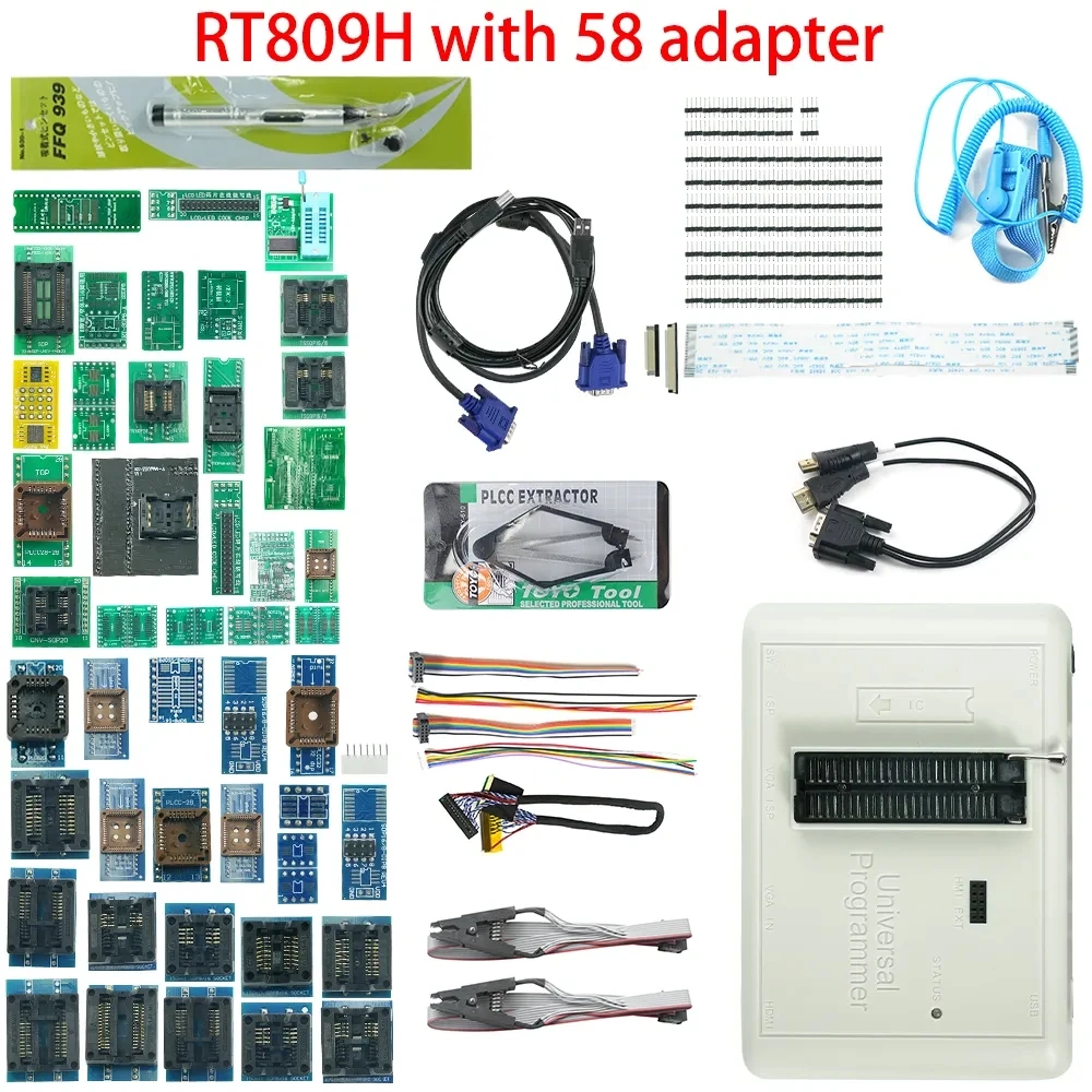 Original RT809H + 58 Adapter EMMC-Nand FLASH Extremely Fast Universal Programmer Series Set +Edid Cable WITH CABELS EMMC-Nand