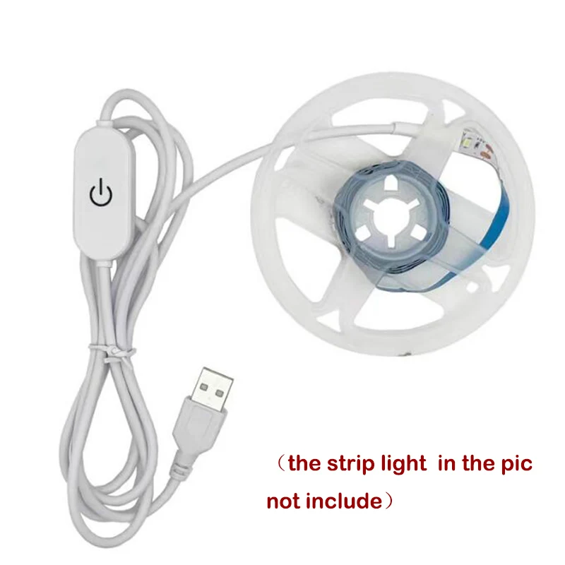 DC 5V USB Male power Cable touch on/off Switch Dimmer white wire 2Pin supply Charging extension Cord for led strip tablet lamp P