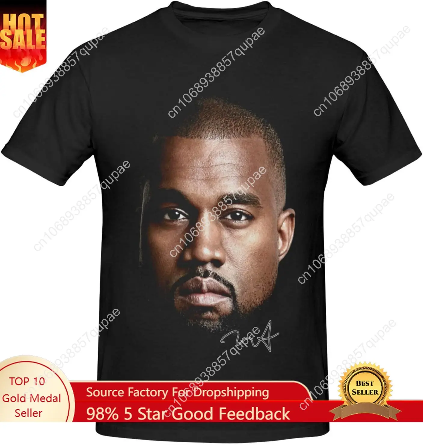 

Kanye West T Shirt Mans Crew Neck Tee Casual Cotton Short Sleeve Classic Fashion Graphic Top Breathable TShirt Soft Summer Shirt