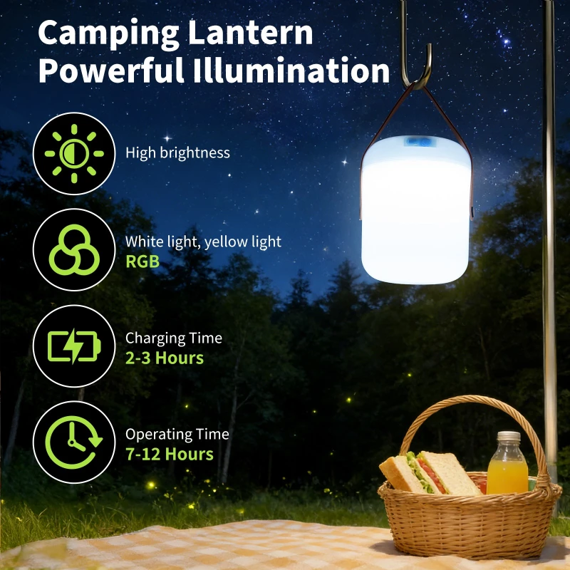

Солнечная лампа для кемпинга, 10 часов работы, перезаряжаемая портативная лампа с крючком на солнечной батарее/Type-C, 6 режимов, светодиодная лампа для кемпинга, заднего двора, дома на открытом воздухе