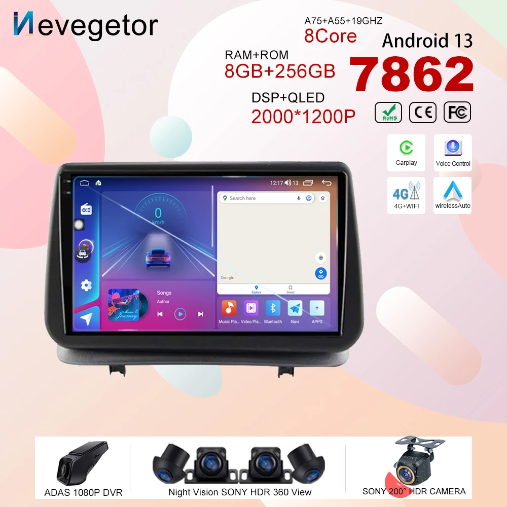 

Car Stereo For Renault Clio 3 CLIO3 2005-2014 android13 5G wifi Radio Multimedia Player GPS Navigation High-performanceCPU 2DIN
