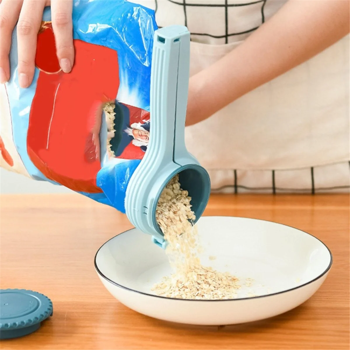 Food Storage Bag Sealing Clips Plastic Cap Sealer Clip with Pour Spouts Snack Storage Fresh Clamp Kitchen Organizer Pink